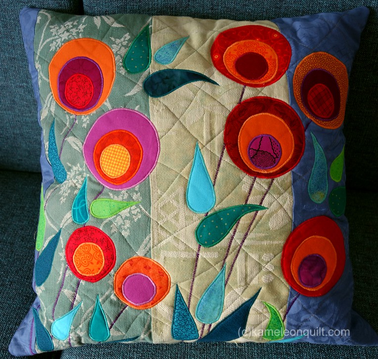 pillow with stylized flowers