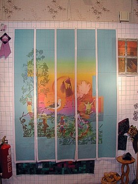 sewing panels into long strips