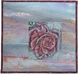 Ice rose photo of rose printed on  hand painted fabric