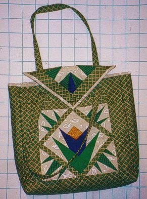 bag made with blocks in fabric folding technique