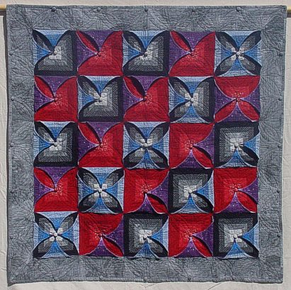 kameleon quilt in first colours, diagonal arrangement