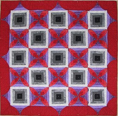 kameleon quilt in reverse colours, purple arrangement