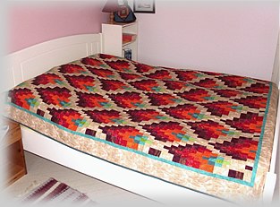 Bargello Dancing Flames bed quilt