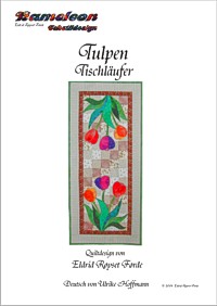 Tulip table runner in patchwork and applique